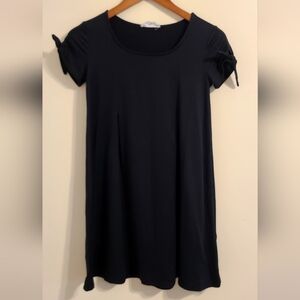 Pink Rose Black Short Sleeve Dress